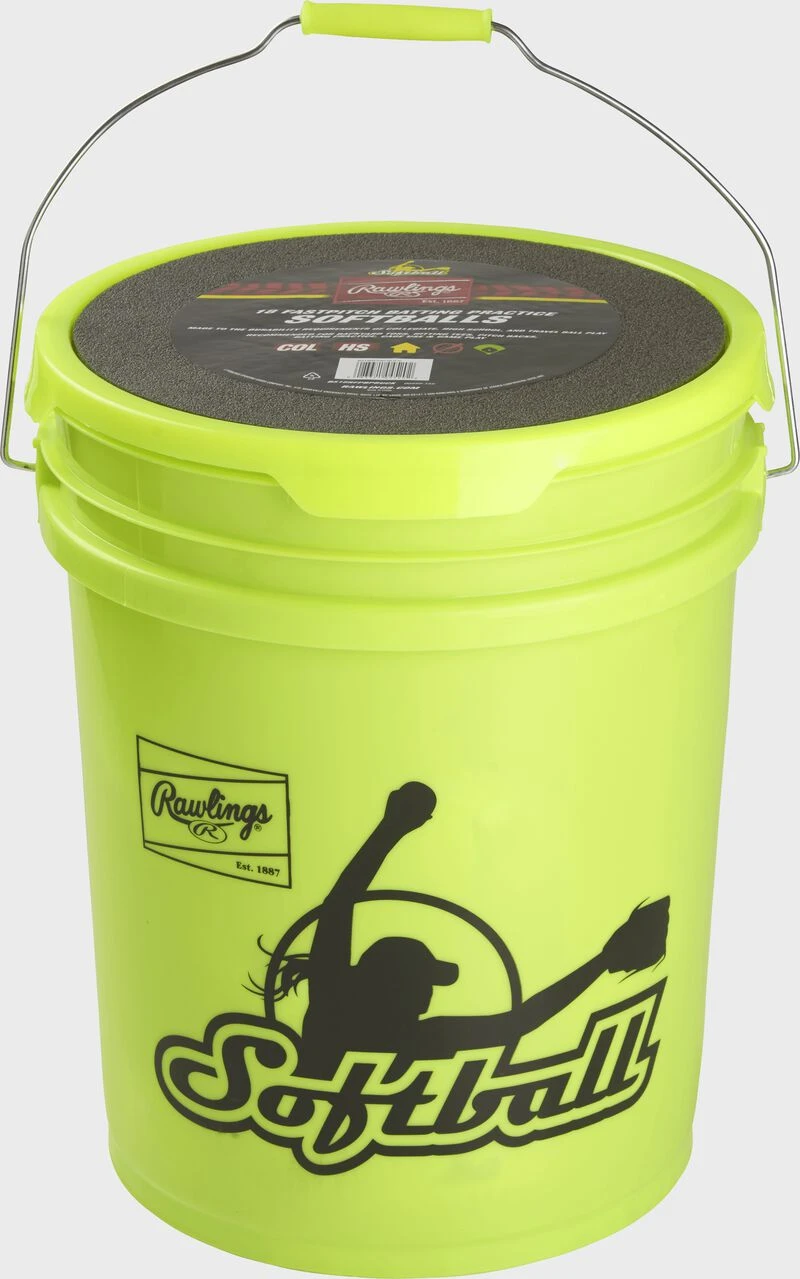 Rawlings 6 Gallon Bucket Of 12" Batting Practice Softballs, 12 Or 18 Balls 2 Rawlings 6 Gallon Bucket Of 12" Batting Practice Softballs, 12 Or 18 Balls - Image 2